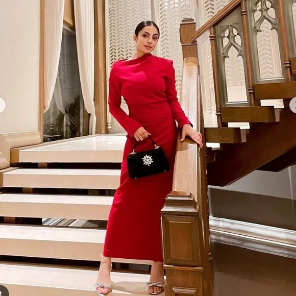 ZARA RED DRAPED SHEATH MIDI MAXI DRESS $129.90 - Picture 7 of 11